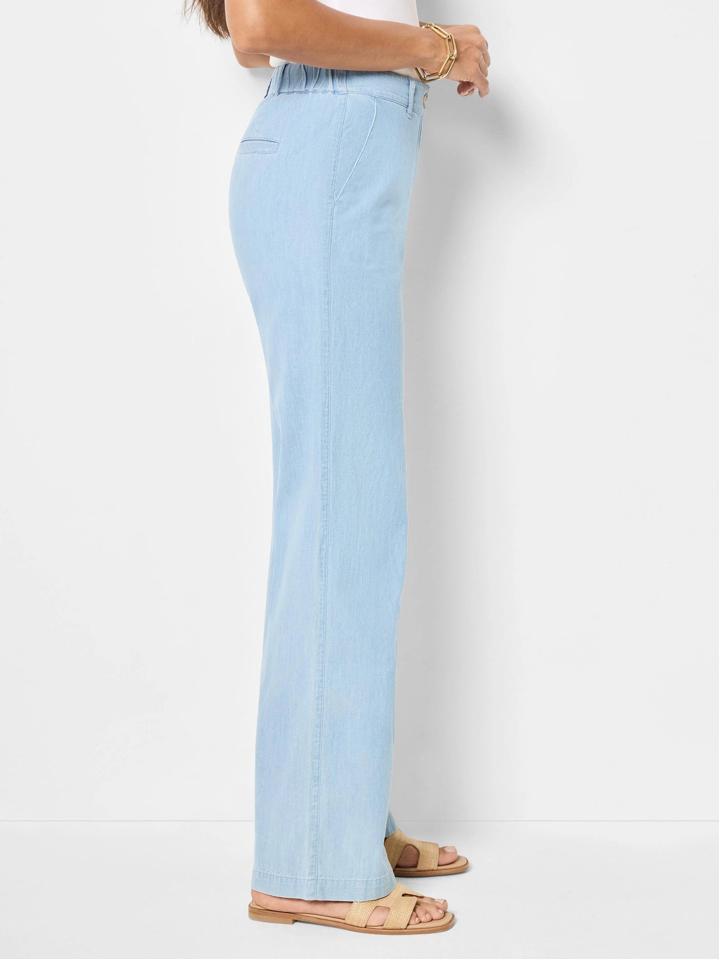 Denim Linen Wide-Leg Pant