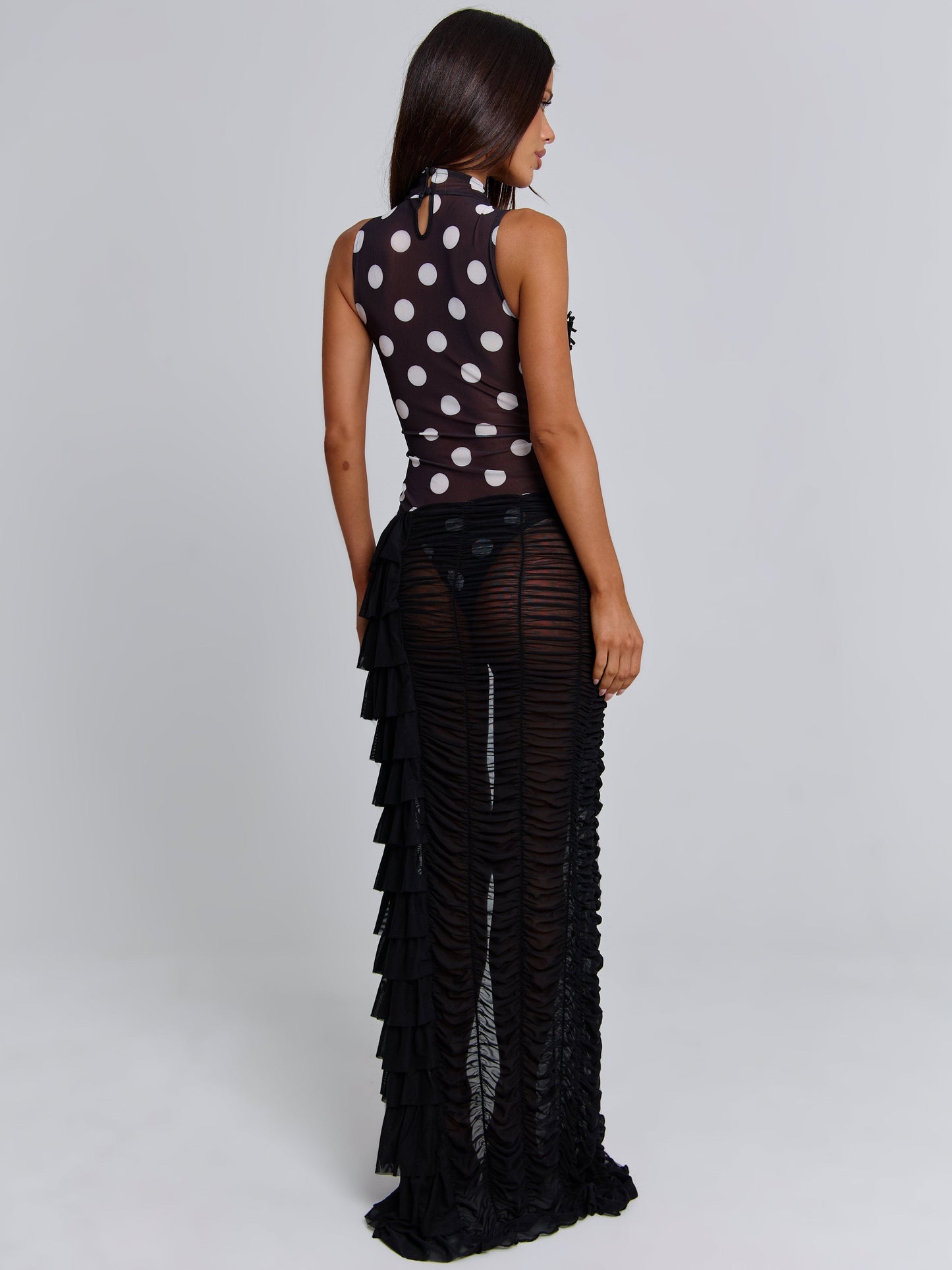 MAELIS MAXI DRESS BLACK POLKA DOT