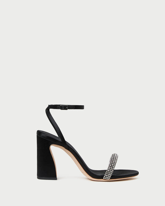 Malia Black/Diamond Curved-Heel Sandal