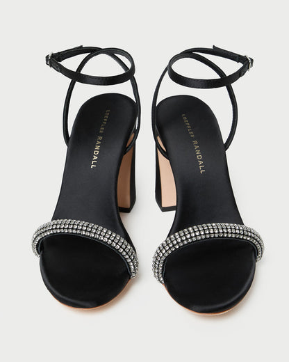Malia Black/Diamond Curved-Heel Sandal
