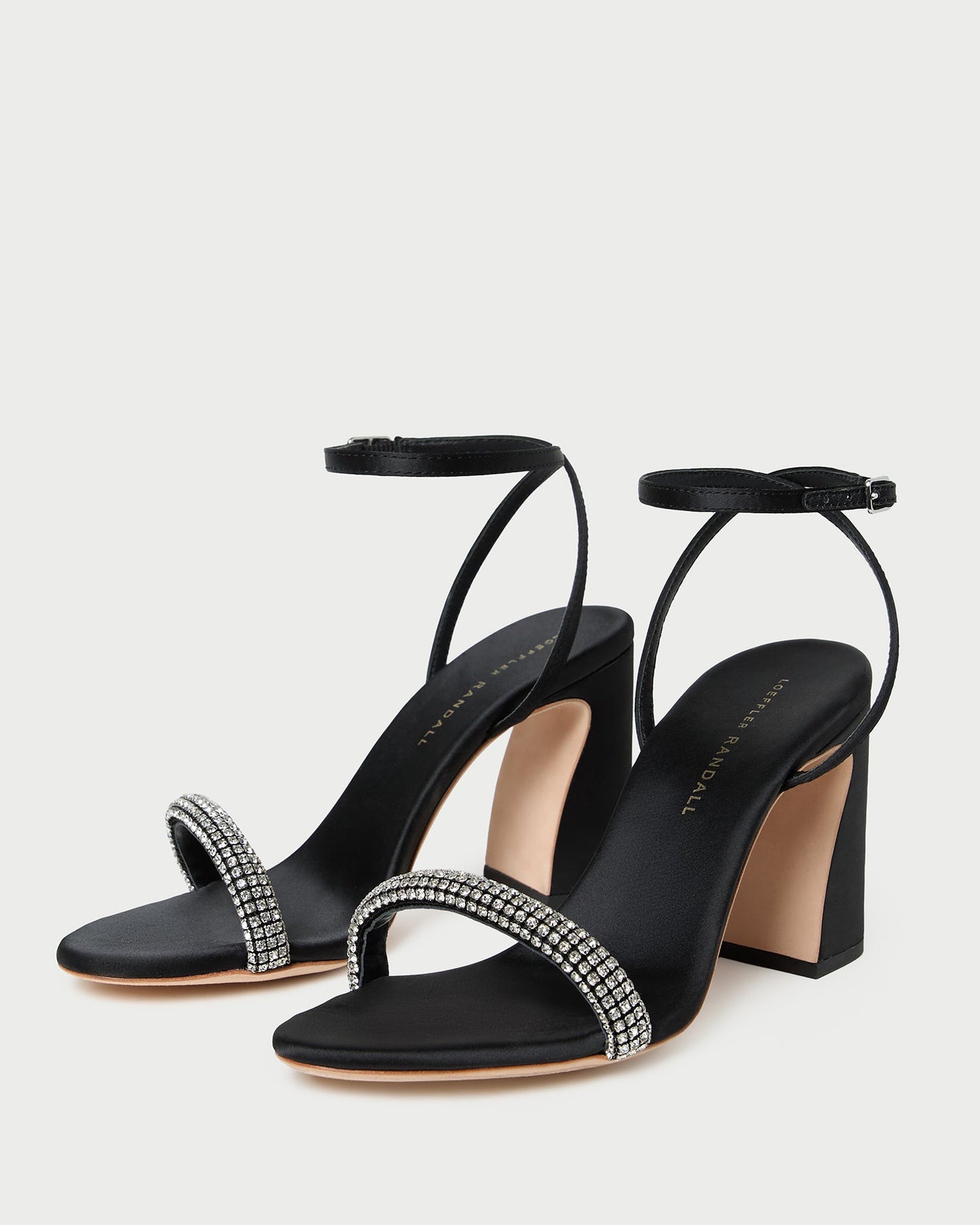 Malia Black/Diamond Curved-Heel Sandal