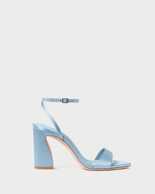 Malia Blue Satin Curved-Heel Sandal