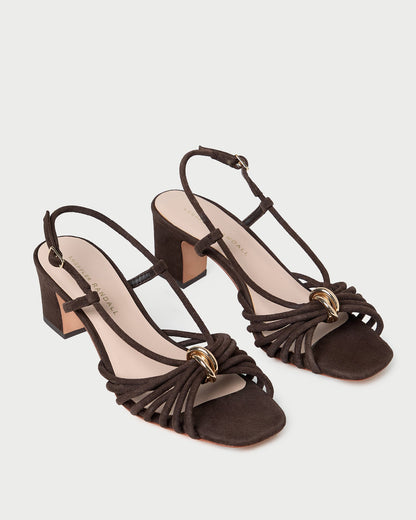 Minna Brown Suede Heeled Sandal