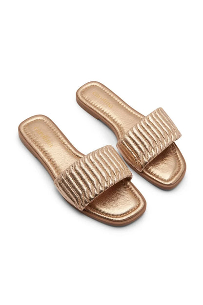 Marcelina Metallic Slides Rose Gold