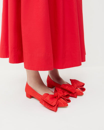 Noa Red Moiré Bow Flat