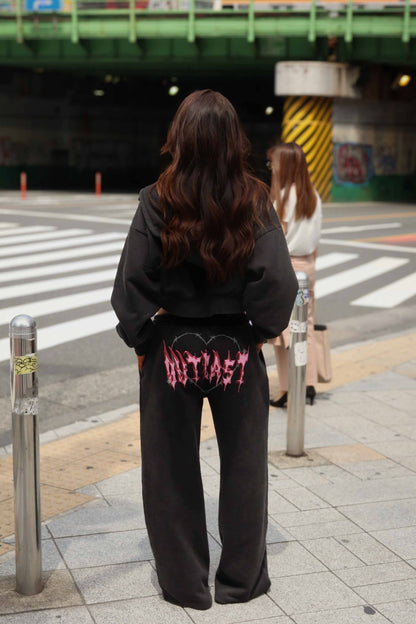Nya Cropped Hoodie Washed Black