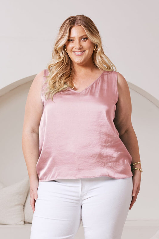 Perla Reversible Neckline Sleeveless Top in Blush