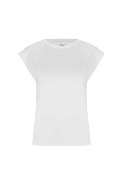 Harper Short Sleeve Top White with Round Neck