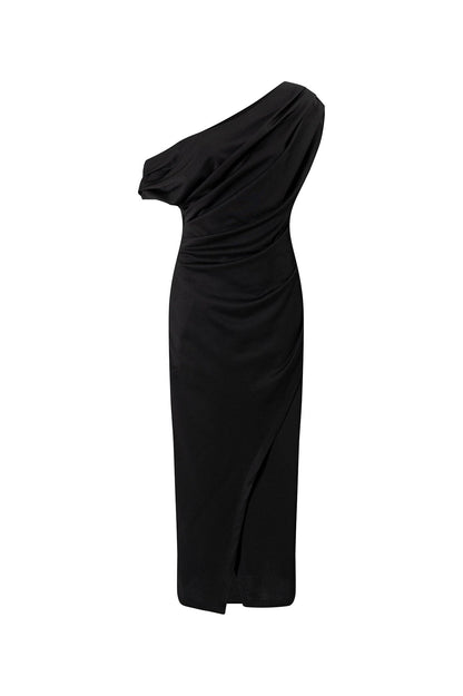 Roslyn Off Shoulder Midi Dress Black