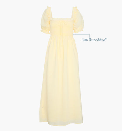 The Scarlett Nap Dress - Butter Yellow Tonal Seersucker
