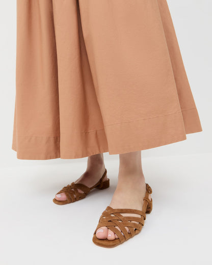 Shelly Cacao Suede Flat Sandal