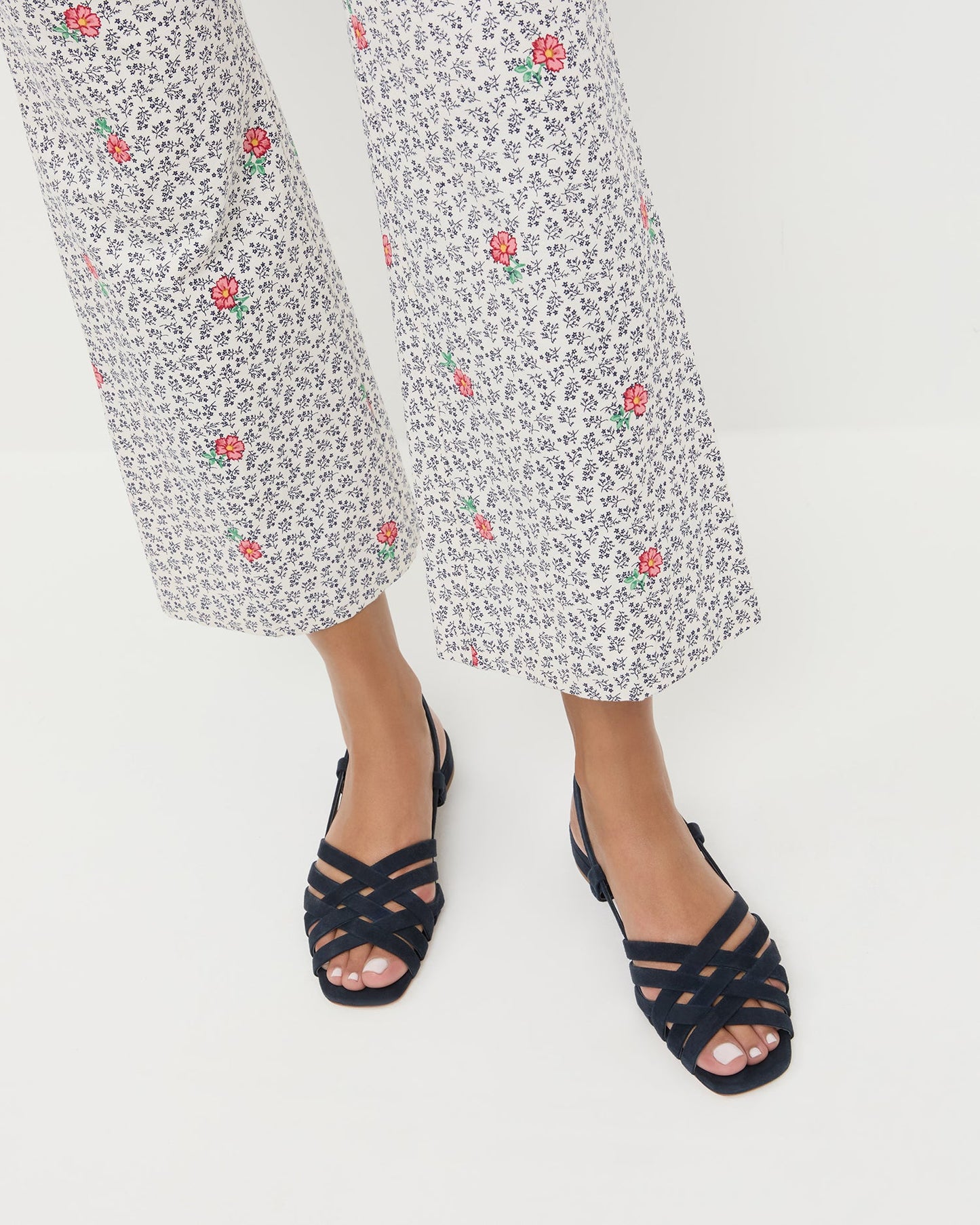 Shelly Navy Suede Flat Sandal
