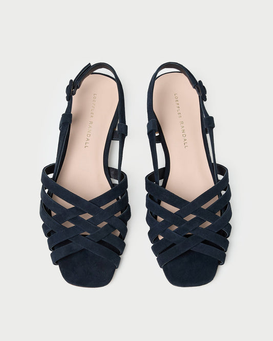 Shelly Navy Suede Flat Sandal