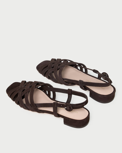 Shelly Brown Suede Flat Sandal