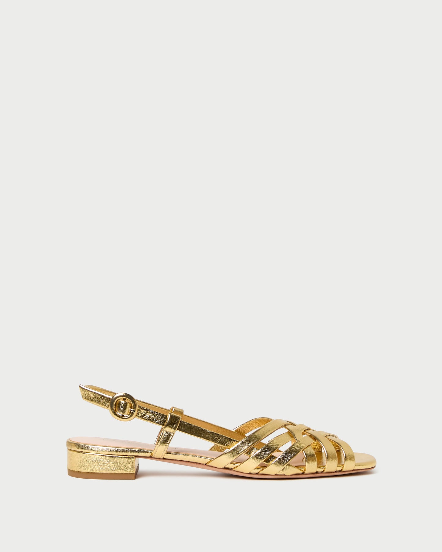 Shelly Gold Leather Flat Sandal
