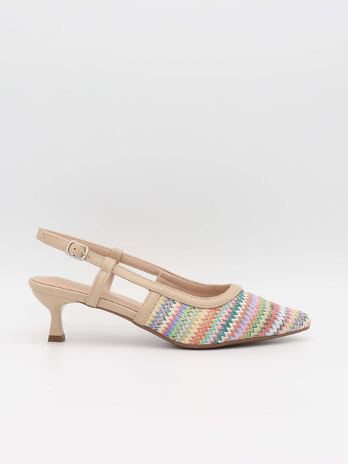 Fantella slingback heels with pattern – Multicoloured