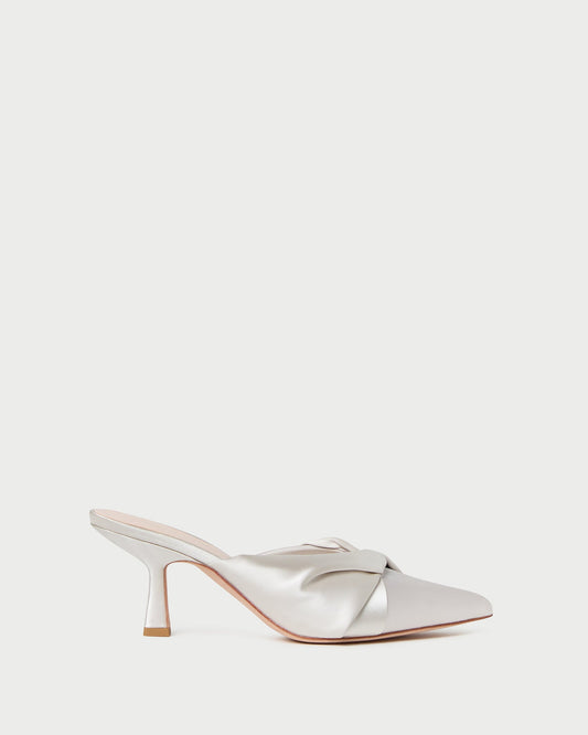 Tyla Cream Satin Twisted Mule