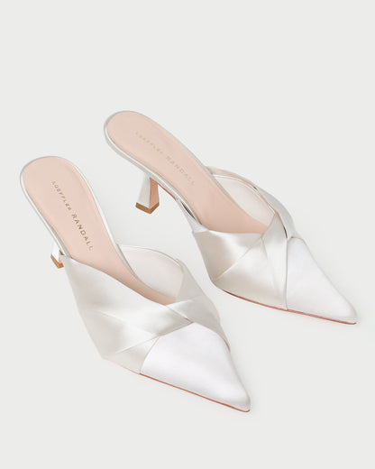 Tyla Cream Satin Twisted Mule