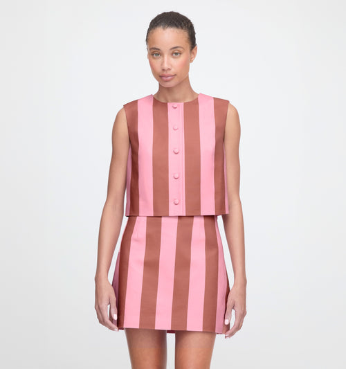 The Rosalie Top - Coral Cabana Stripe