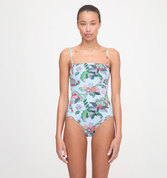The Giana One Piece - Light Blue Jungle Floral