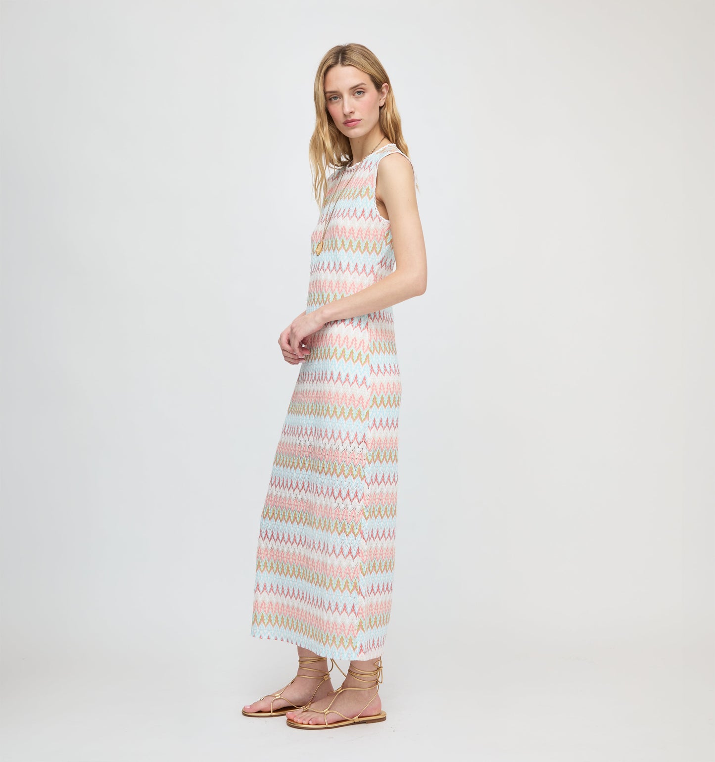 The Taytum Dress - White Multi Smooth Shimmer Knit