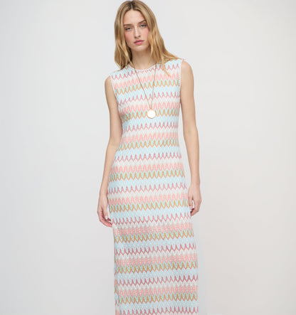The Taytum Dress - White Multi Smooth Shimmer Knit
