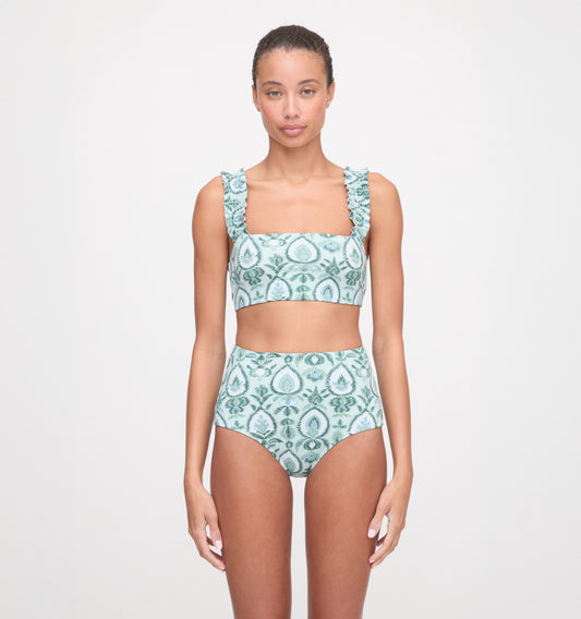 The Teagan Bikini Set - Green Palm Ikat