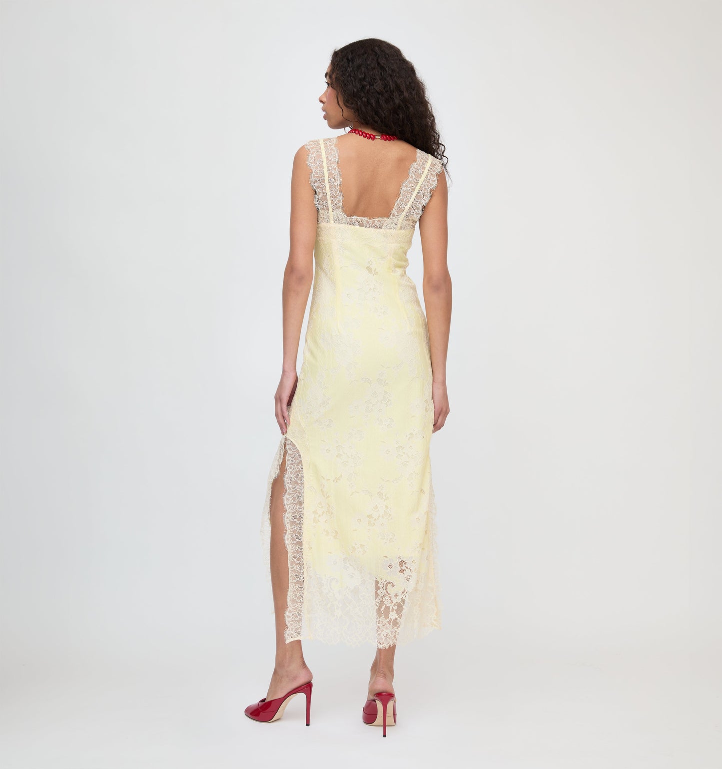 The Alba Dress - Yellow Trailing Lace