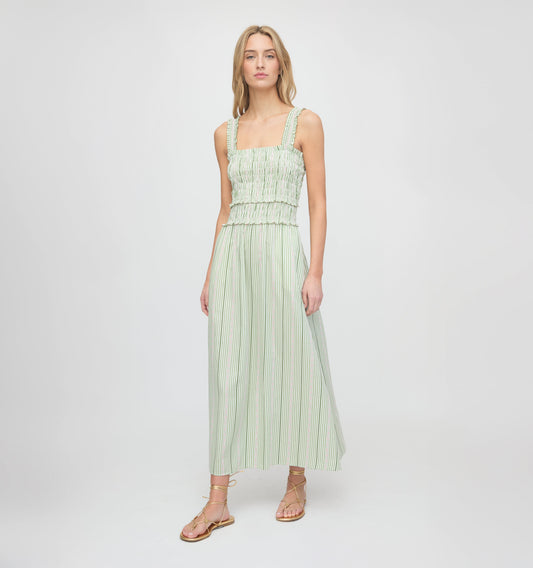 The Azalea Maxi Nap Dress - Green Jacquard Stripe