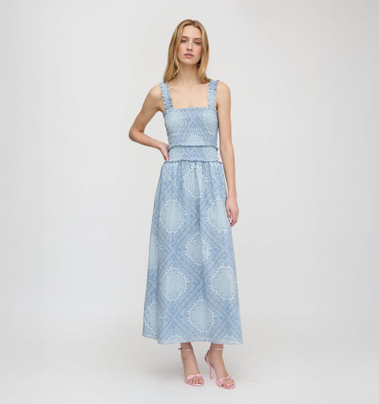 The Azalea Maxi Nap Dress - Dusty Blue Paisley Scarf