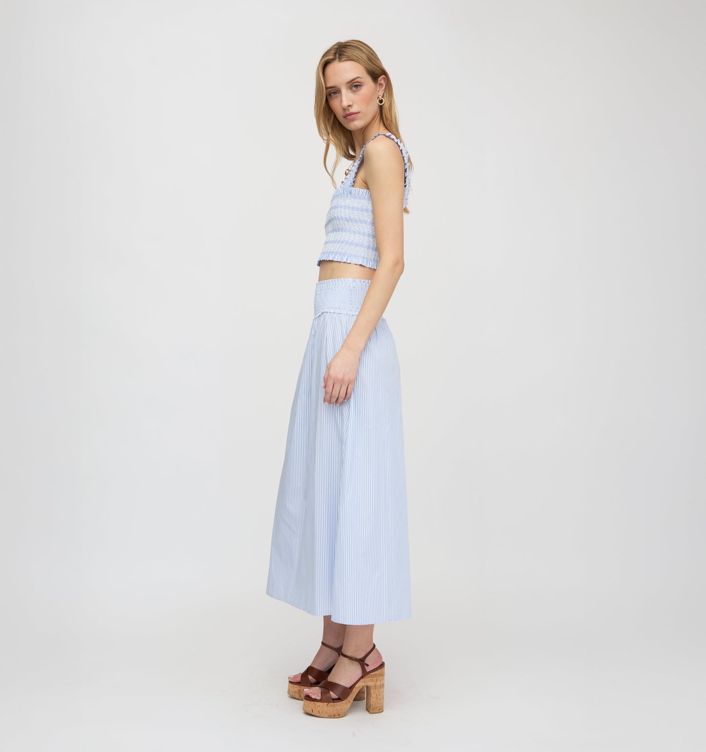 The Delphine Nap Skirt - Blue/White Stripe
