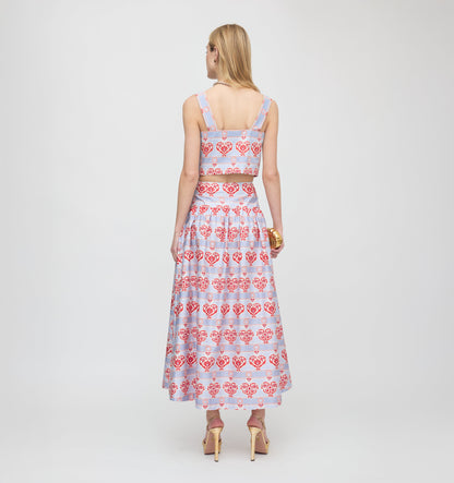 The Clara Crop Top - Poppy Damask Stripe