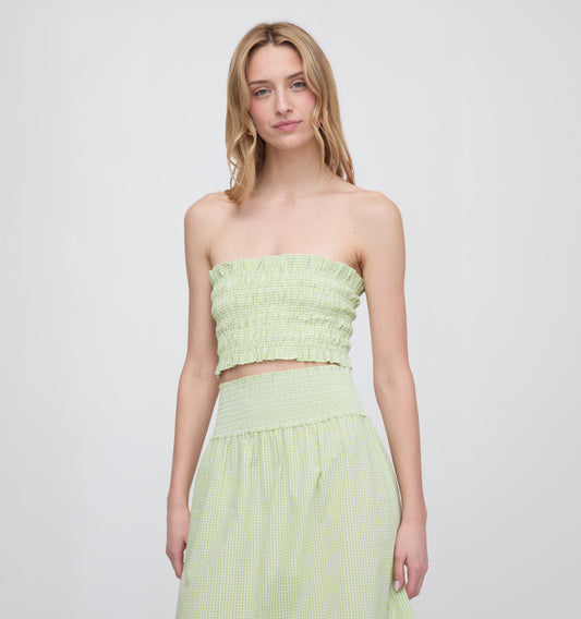 The June Nap Top - Lime Gingham