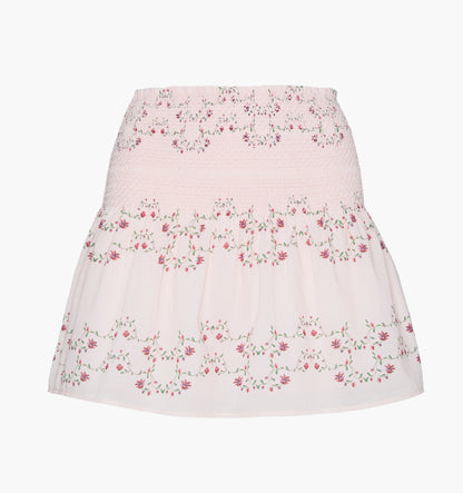 The Noa Skirt - Pink Floral Vine Scallop