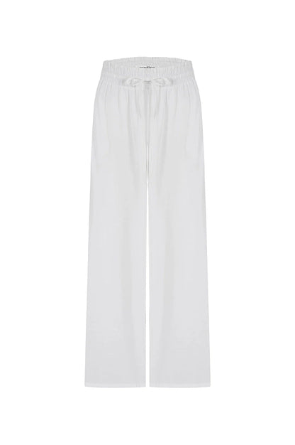 Vittoria Smocked Waist Wide Leg Pants Ivory