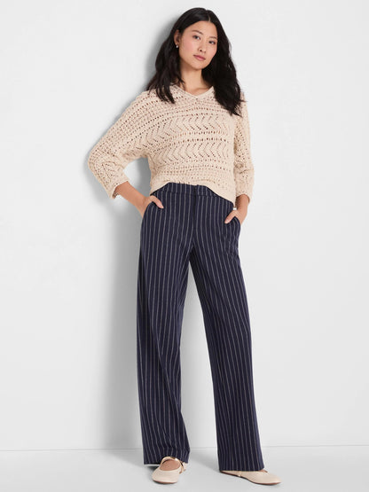 Pinstripe Knit Lenox Wide Leg Pant