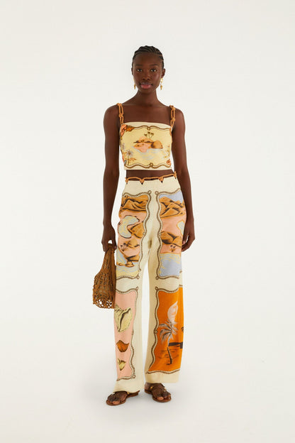 Multicolor Rio Souvenir Scarves Rope Detail Pants
