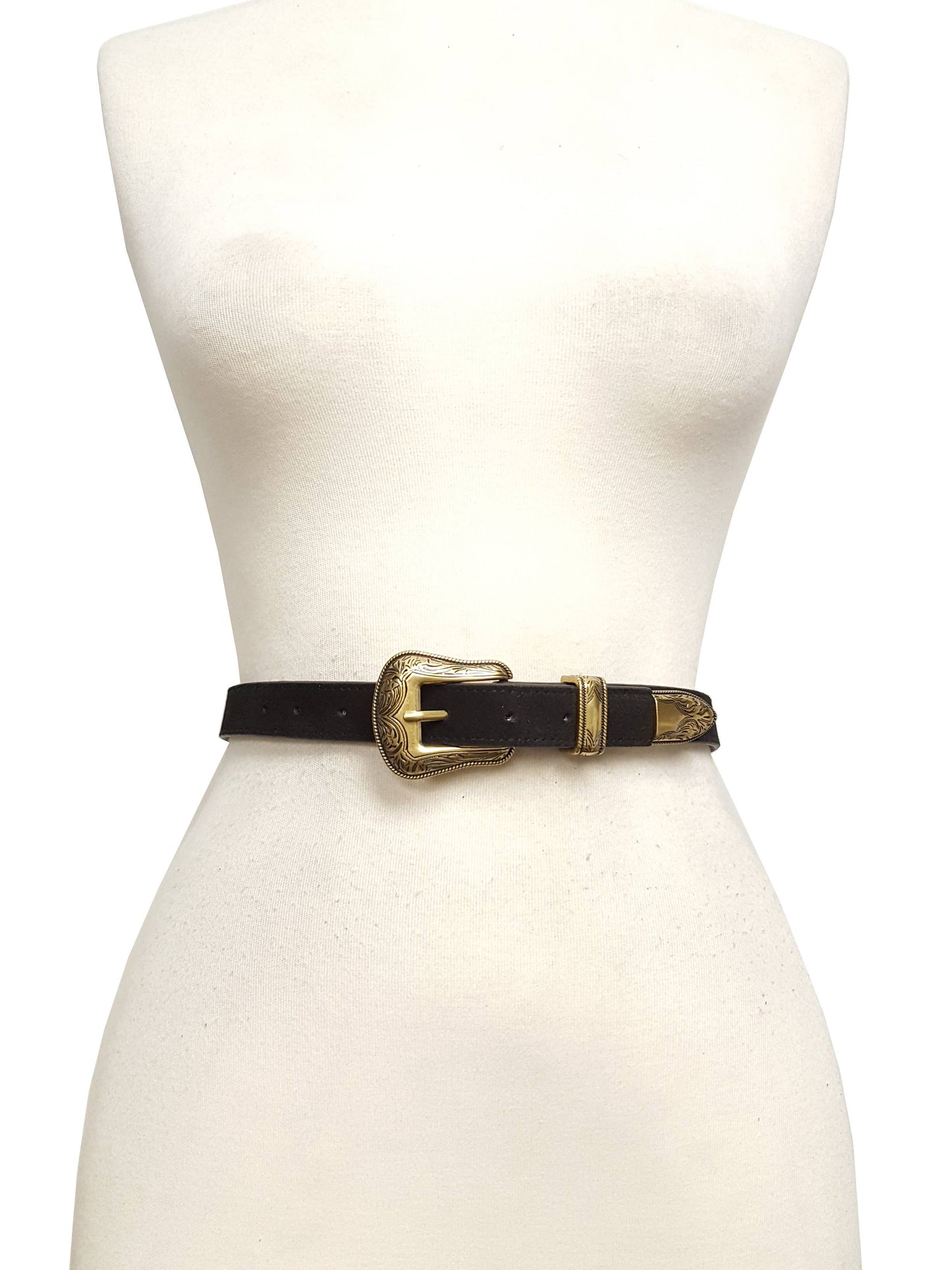Genuine Suede Leather Belt with Western Buckle