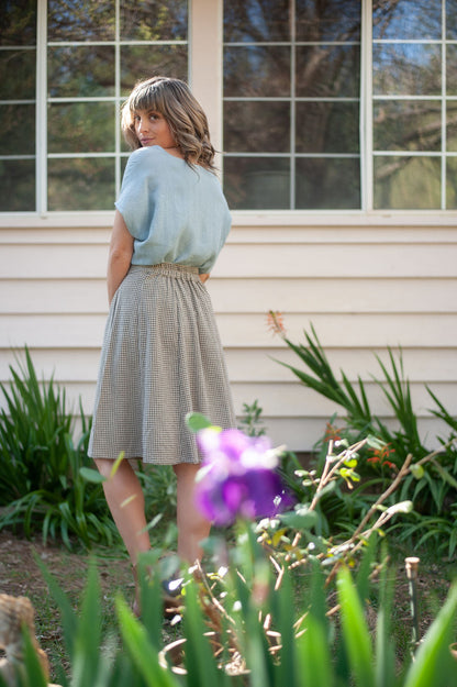 Bae Skirt in Black & Oat Cotton Gingham