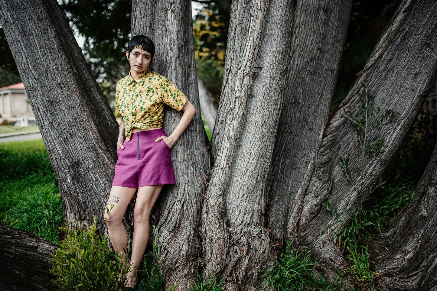 Breezy Shorts in Electric Violet Linen