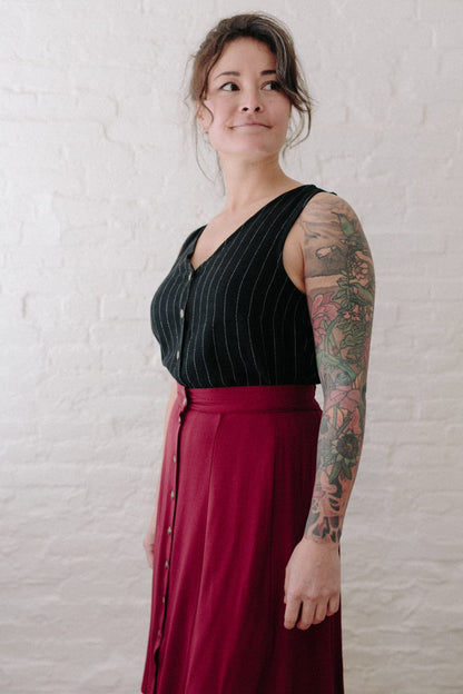 Bae Skirt in Pinot Noir Crepe