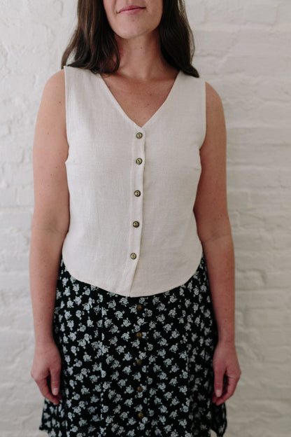 Aviva Top in Oat Irish Linen