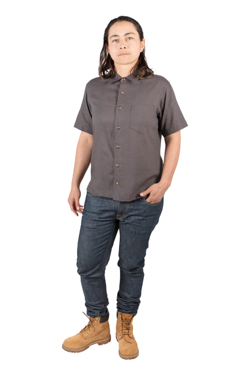 Unisex Button Up in Ash Linen