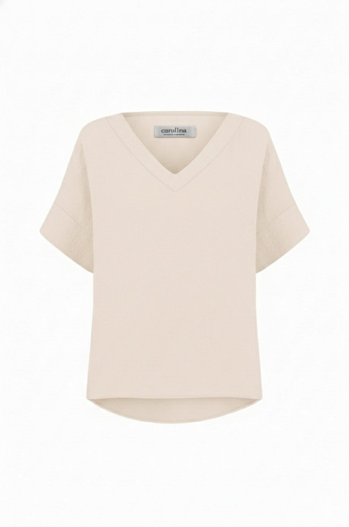 Gemma Short Sleeve V Neck Top Cream