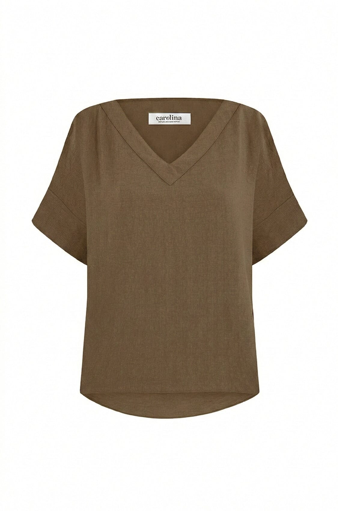 Gemma Short Sleeve V Neck Top Khaki