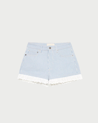 Kay Lace-Trimmed Denim Shorts