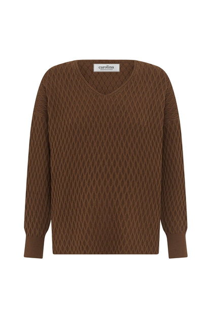 Kayla V-Neck Jumper Brown