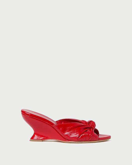 Marsy Red Leather Knot Wedge