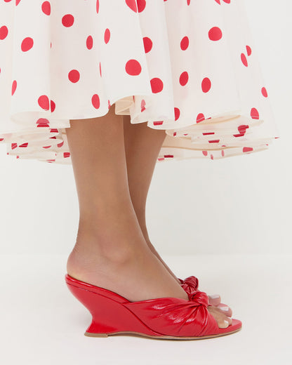 Marsy Red Leather Knot Wedge