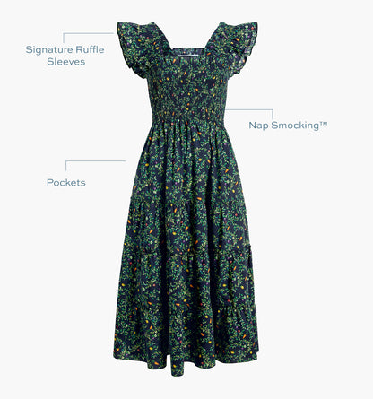 The Ellie Nap Dress - Midnight Garden Poplin